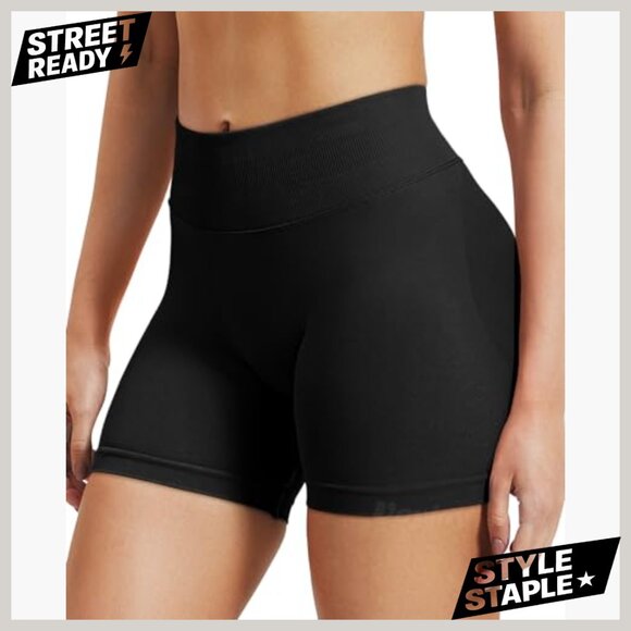 Seamless Workout Shorts 4.5" Inseam Tummy Control Scrunch Butt Lifting - Picture 2 of 6